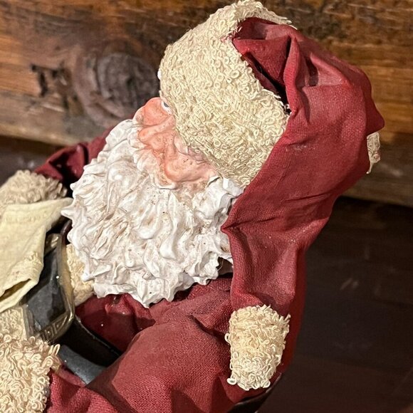 VTG Paper Mache Sitting SANTA CLAUS Christmas Decoration Primitive Folk Art - Picture 10 of 15